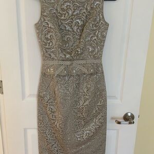 Carolina Herrera Metallic Lace Midi Dress
